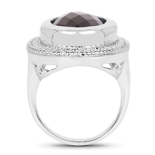 7.90 Carat Genuine Smoky Quartz Sterling Silver Ring
