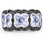 14K Yellow Gold Plated Tanzanite & Black Spinel Floral Ring