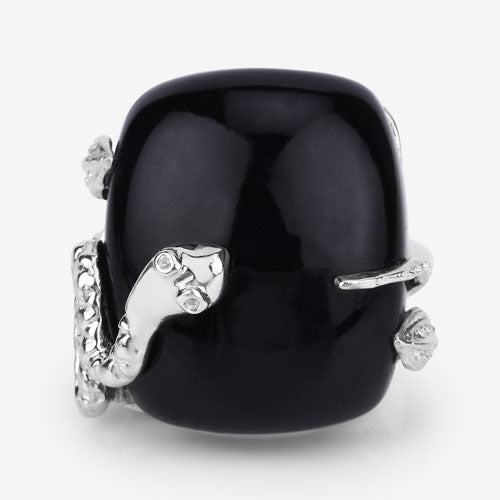 21.04 Carat Black Onyx & White Topaz Sterling Silver Ring