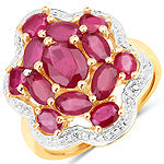 14K Yellow Gold Plated Genuine Ruby Engagement Ring