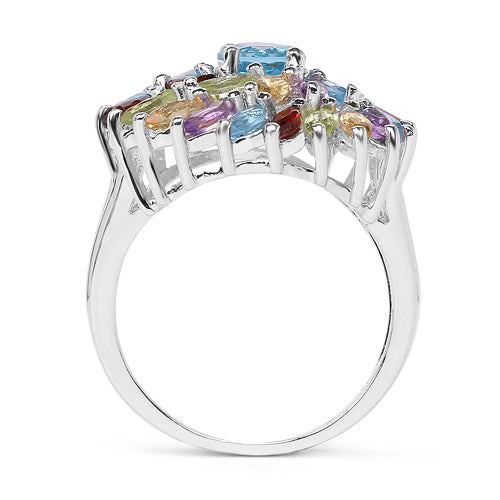 Bague de fiançailles en argent sterling .925 de 3,70 carats avec pierres multiples