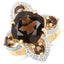 14K Yellow Gold Plated Smoky Quartz Cocktail Ring