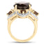 14K Yellow Gold Plated Smoky Quartz Cocktail Ring