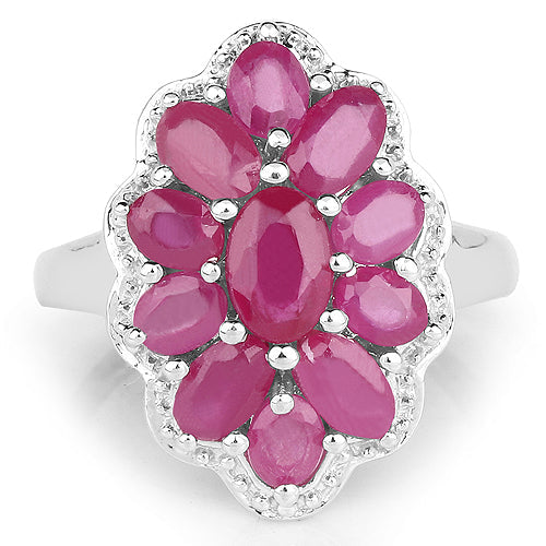 Anillo de Plata de Ley con Rubí Lleno de Vidrio de 3.05 Quilates Elegante