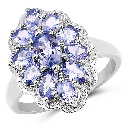Anillo de Compromiso de Plata Esterlina con Tanzanita de 2.46 Quilates