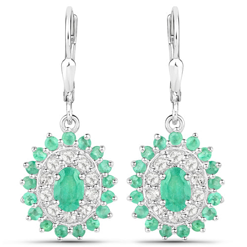 Ensemble de bijoux en émeraude zambienne de 6,53 carats et topaze blanche