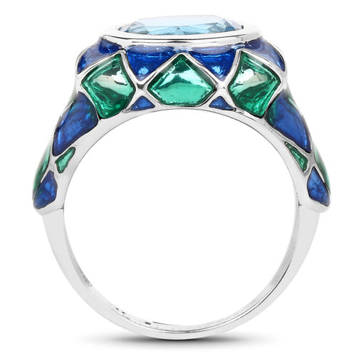 3.25 Carat Swiss Blue Topaz Sterling Silver Engagement Ring