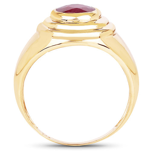 Bague en Argent Sterling Plaquée Or Jaune 14K avec Rubis Naturel de 1,65 Carat