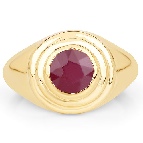 Bague en Argent Sterling Plaquée Or Jaune 14K avec Rubis Naturel de 1,65 Carat
