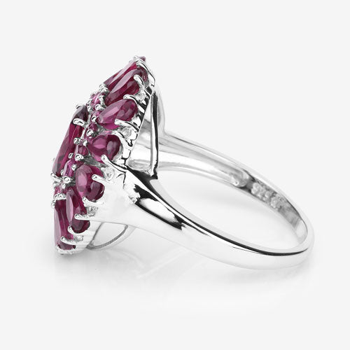 6.19 Carat Genuine Rhodolite and White Topaz Sterling Silver Ring