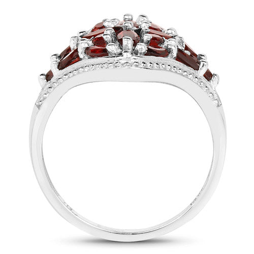 2.24 Carat Genuine Garnet Sterling Silver Engagement Ring