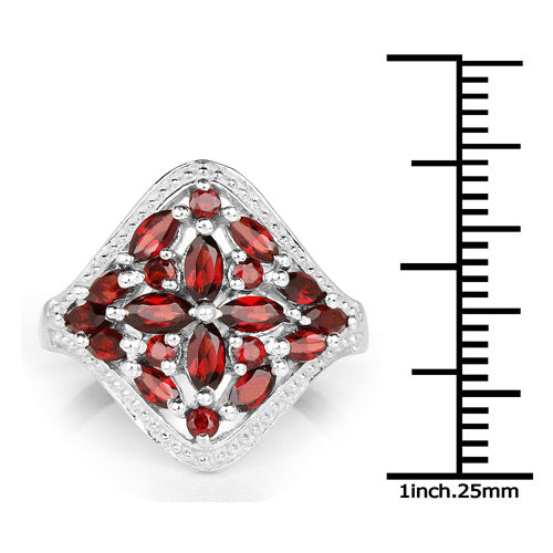 2.24 Carat Genuine Garnet Sterling Silver Engagement Ring
