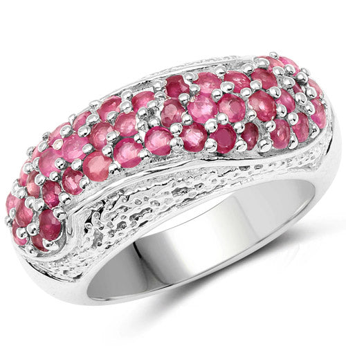 1.81 Carat Genuine Ruby and White Zircon Sterling Silver Ring