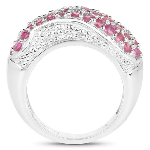 1.81 Carat Genuine Ruby and White Zircon Sterling Silver Ring