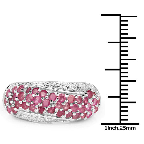 1.81 Carat Genuine Ruby and White Zircon Sterling Silver Ring