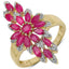 Anillo de Clúster de Rubíes Baño de Oro Amarillo de 14K en Plata Esterlina