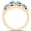 Anillo de cóctel de tanzanita chapado en oro amarillo de 14K