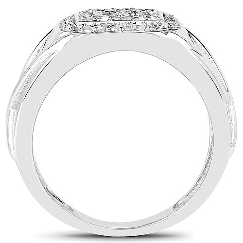 14K White Gold Plated Diamond Cluster Engagement Ring