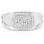14K White Gold Plated Diamond Cluster Engagement Ring