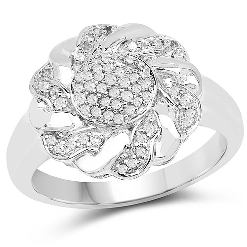 Bague en Argent Sterling Plaquée Or Jaune 14K avec Diamants de 0,28 Carat