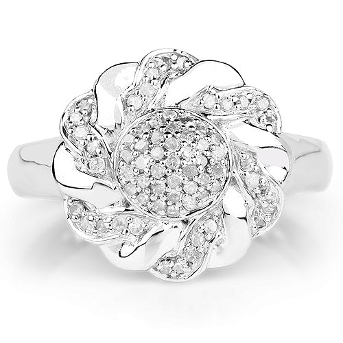 Bague en Argent Sterling Plaquée Or Jaune 14K avec Diamants de 0,28 Carat