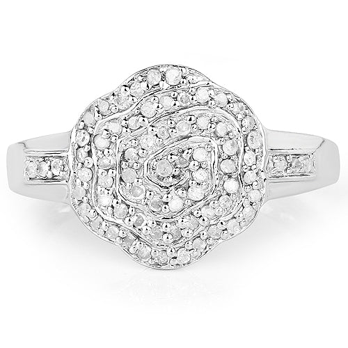 Bague en Argent Sterling Plaquée Or Jaune 14K avec Diamants Blancs de 0,29 Carat