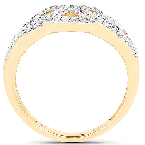 Bague cocktail en diamant plaquée or jaune 14K