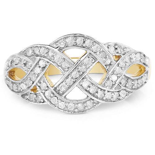 Bague cocktail en diamant plaquée or jaune 14K
