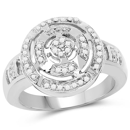 14K Yellow Gold Plated Diamond Engagement Ring in Sterling Silver