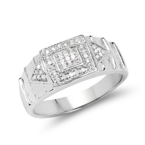 14K White Gold Plated 0.21 Carat Genuine Diamond Ring