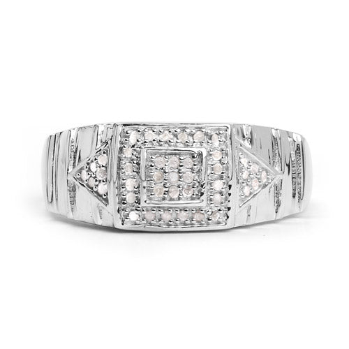 14K White Gold Plated 0.21 Carat Genuine Diamond Ring