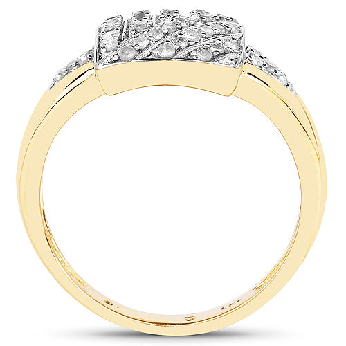 14K Yellow Gold Plated Diamond Cocktail Ring