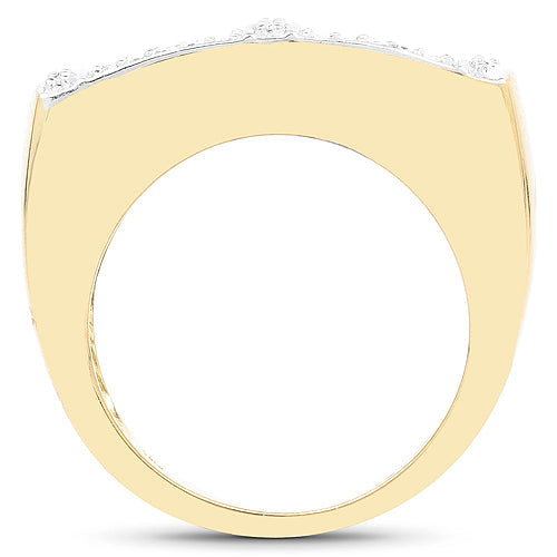 Bague en Argent Sterling Plaquée Or Jaune 14K avec Diamant Blanc de 0,25 Carat