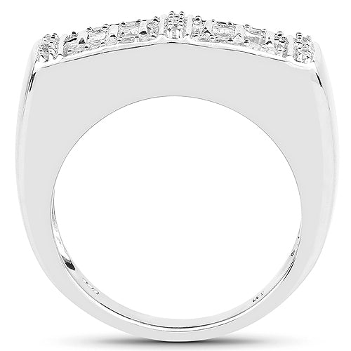 14K Yellow Gold Plated Diamond Cocktail Ring in Sterling Silver