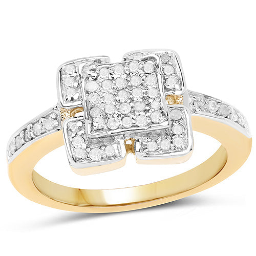 Bague de fiançailles en diamant plaquée or jaune 14K