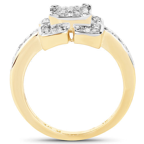 Bague de fiançailles en diamant plaquée or jaune 14K
