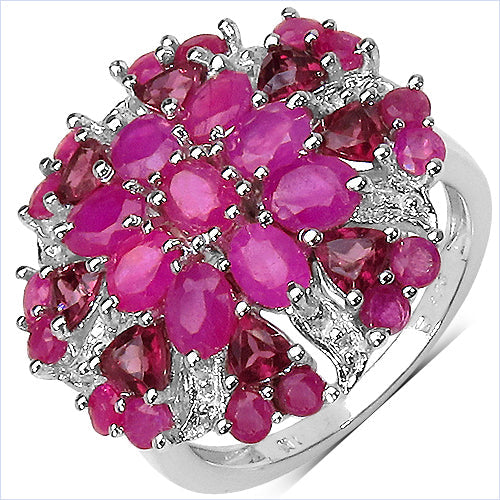 3.90 Carat Genuine Ruby & Rhodolite Sterling Silver Ring