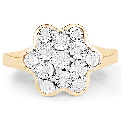 Bague cocktail en diamant plaquée or jaune 14K