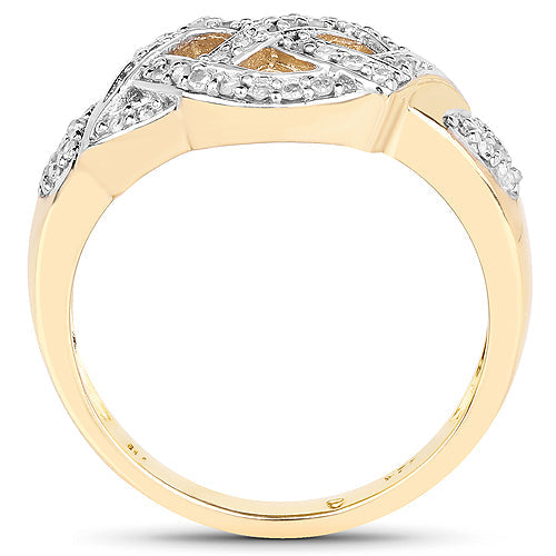 Anillo Cruzado de Diamante de 0.21 Quilates Baño de Oro Amarillo de 14K