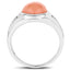 Anillo de 6.59 quilates de piedra lunar melocotón genuina y topacio blanco