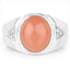 Anillo de 6.59 quilates de piedra lunar melocotón genuina y topacio blanco