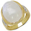 Bague en Pierre de Lune Arc-en-Ciel Blanche et Topaze Blanche de 14,12 Carats