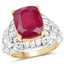 Anillo de Plata Esterlina Baño de Oro Amarillo de 14K con Rubí y Topacio Blanco