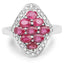 Bague en argent sterling avec rubis véritable rempli de verre de 2,12 carats et zircon blanc