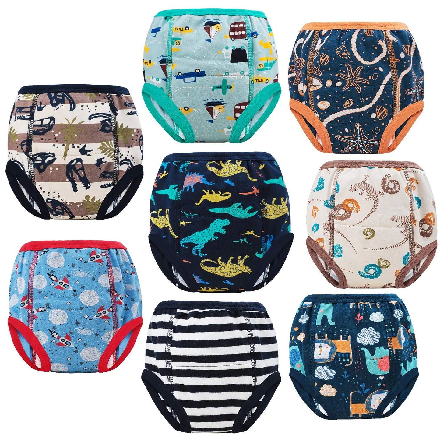 MooMoo Baby Paquete de 8 Pantalones de Entrenamiento de Algodón para Niños Pequeños 2T-9T