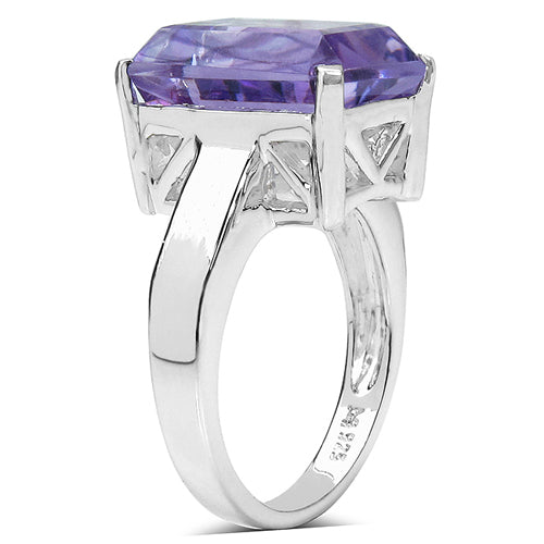 Anillo de Plata Esterlina con Amatista Genuina de 6.10 Quilates