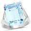 14.20 Carat Genuine Blue Topaz .925 Sterling Silver Ring