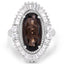 Anillo de Cuarzo Ahumado de 8.12 Quilates y Topacio Blanco en Plata de Ley