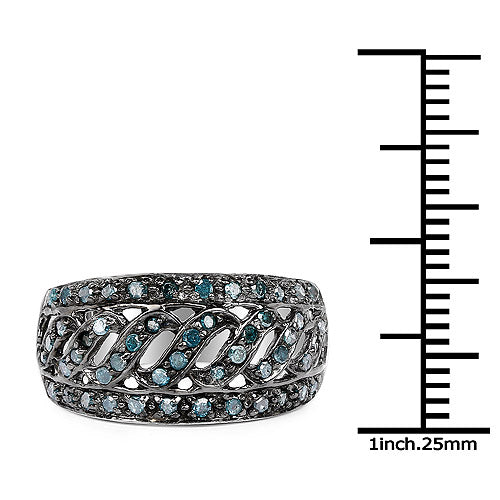 0.60 Carat Genuine Blue Diamond Sterling Silver Ring
