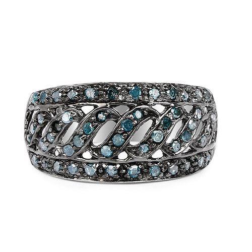 0.60 Carat Genuine Blue Diamond Sterling Silver Ring
